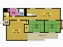 ラインビルド今津留 3LDKの間取図画像
