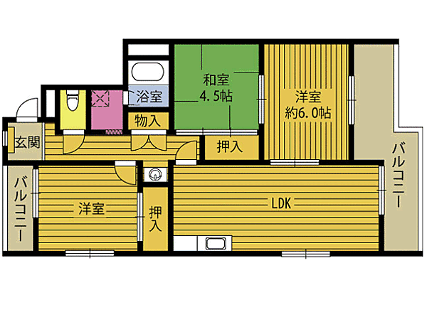 フェルテＵ 201｜大分県大分市西大道４丁目(賃貸マンション3LDK・2階・62.75㎡)の写真 その2