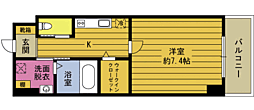 CREACOURTNAKASHIMA 1Kの間取図画像