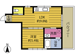 ポラリス的ケ浜 1LDKの間取図画像