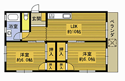 中村ビル 2LDKの間取図画像
