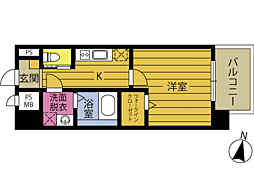 カクマサビル 1Kの間取図画像