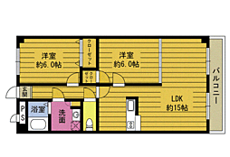 ベルフォーレ野田 2LDKの間取図画像