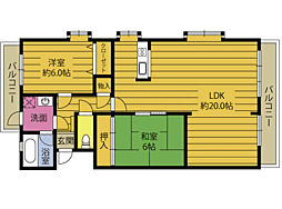 シバタハイム 2LDKの間取図画像