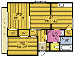 ルーエハイム野村 2LDKの間取図画像