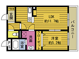WINDOMル・ボンヌール 1LDKの間取図画像