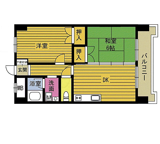 グリーンビル畑中 502｜大分県大分市畑中１丁目(賃貸マンション2DK・5階・49.50㎡)の写真 その2