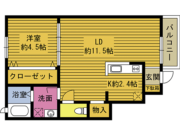 ＳｗａｌｌｏｗＴａｉｌ 107｜大分県大分市明磧町２丁目(賃貸アパート1LDK・1階・49.60㎡)の写真 その2