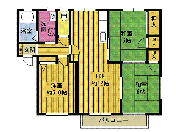 コンフォートパル A202｜大分県大分市大字羽屋(賃貸アパート3LDK・2階・60.89㎡)の写真 その2