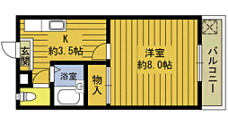 モア.セリア大分1 1Kの間取図画像
