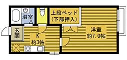 ヴィラージュ・ドウ・ノール参番館 1Kの間取図画像