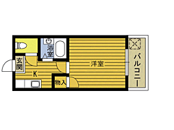 グリーンリーブス600 1Kの間取図画像