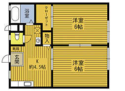 パナハイツ甲斐 2DKの間取図画像