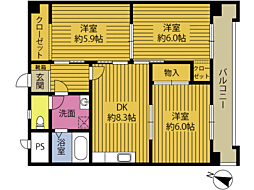 なんえいビル 3DKの間取図画像
