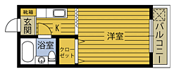 グリーンノア2 1Kの間取図画像
