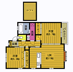 エーデルハイム戸次 2LDKの間取図画像