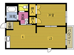 フレグランス衛藤 2DKの間取図画像