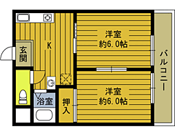 ボナールC 2DKの間取図画像