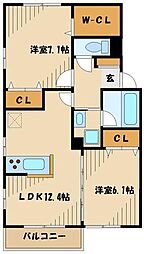 スイートピー 2LDKの間取図画像