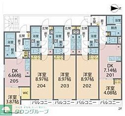 カインドネス愛甲石田West 1DKの間取図画像