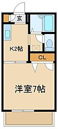 エーデルハイム 1Kの間取図画像