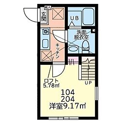 デンプシーヒル 1Kの間取図画像