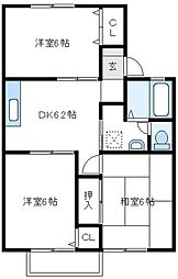 ビューバレー・K-3 3DKの間取図画像
