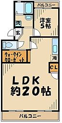 ヴェルデ 1LDKの間取図画像