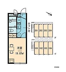 レオパレスマメゾン2 1Kの間取図画像