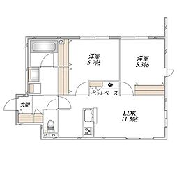 仮)上今泉2丁目メゾン 2LDKの間取図画像