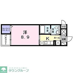 ベルエミール 1Kの間取図画像