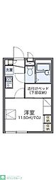 レオパレスレーブメルベーユ2 1Kの間取図画像