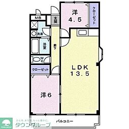 サンライフマンション 2LDKの間取図画像