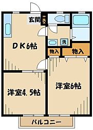 ハイムピーコック 2DKの間取図画像