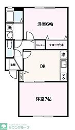 ブラウニーコート1 2DKの間取図画像