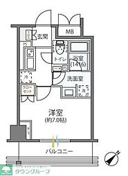 リージア海老名ビナフロント 1Kの間取図画像