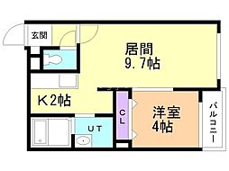 アリュール南6条 5階1LDKの間取り