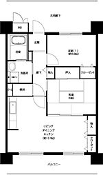 コーシャハイツ相生2号棟 2LDKの間取図画像