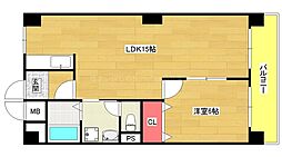ロイヤルハイツ河田 1LDKの間取図画像