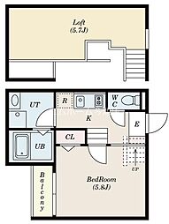 Creo吹上 1Kの間取図画像
