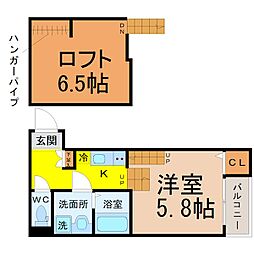 アルバーノ鶴舞リコ 1Kの間取図画像