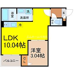 名古屋市東区大幸3丁目アパート 1LDKの間取図画像