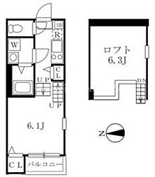 ハーモニーテラス愛知町 1Kの間取図画像