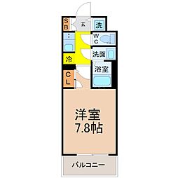 S-RESIDENCE葵 1Kの間取図画像