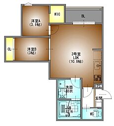 REGALEST中村日赤 2LDKの間取図画像