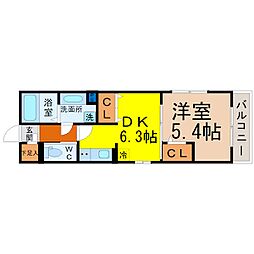 ボヌール御器所 1DKの間取図画像