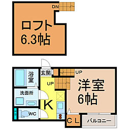 ハミングライフ中村区役所 1Kの間取図画像
