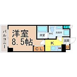 ASレジデンス上前津 1Kの間取図画像