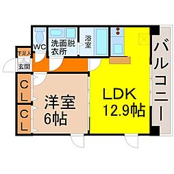 サンク栄みなみ 1LDKの間取図画像