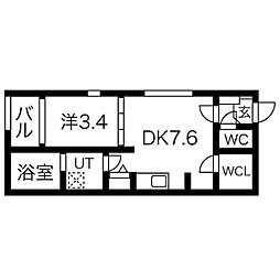 ハーモニーテラスイルフィオーレ 1DKの間取図画像